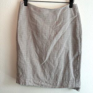 Vintage Ann Taylor Linen Cotton Gray Pencil Skirt Knee-Length Sz 2P/XS Academia